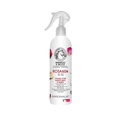 Shampoo secco alla rosa, per cavalli sauri