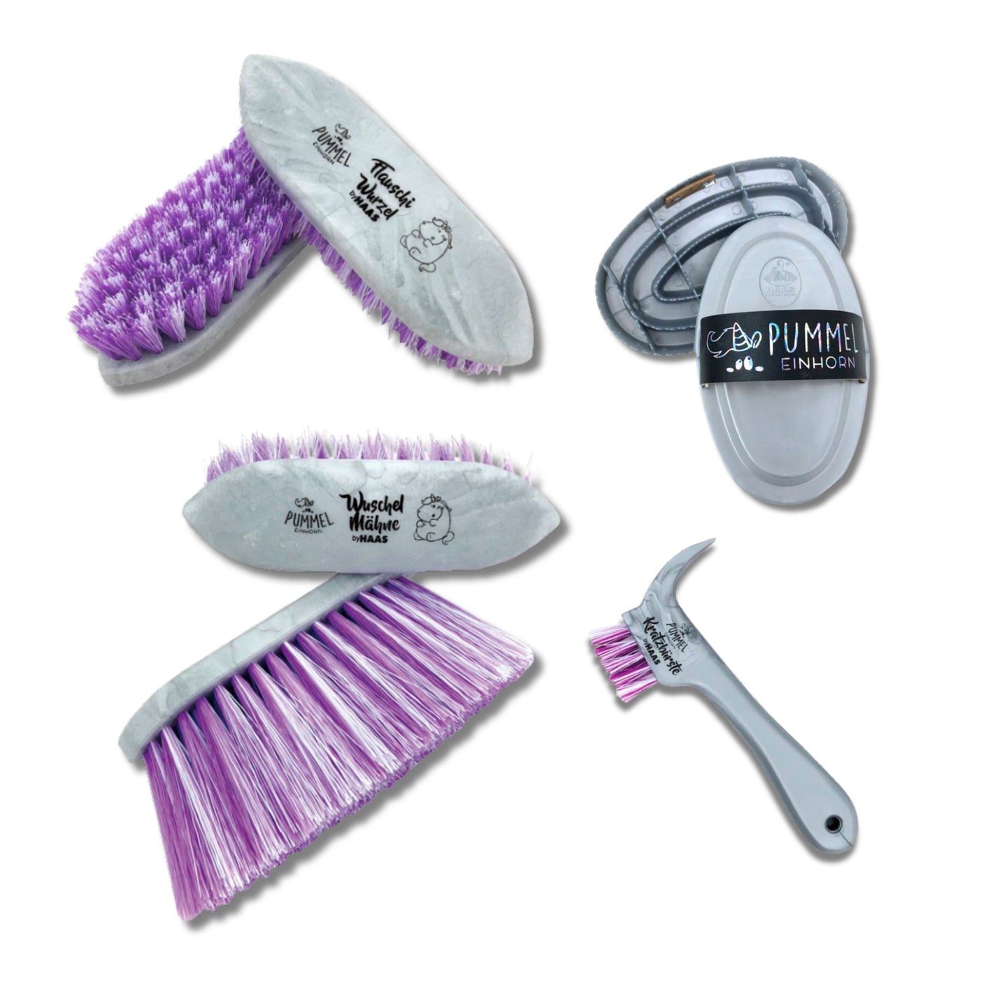 Set spazzole unicorni lilla