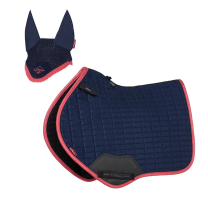 Set sottosella e cuffietta Navy/Cranberry