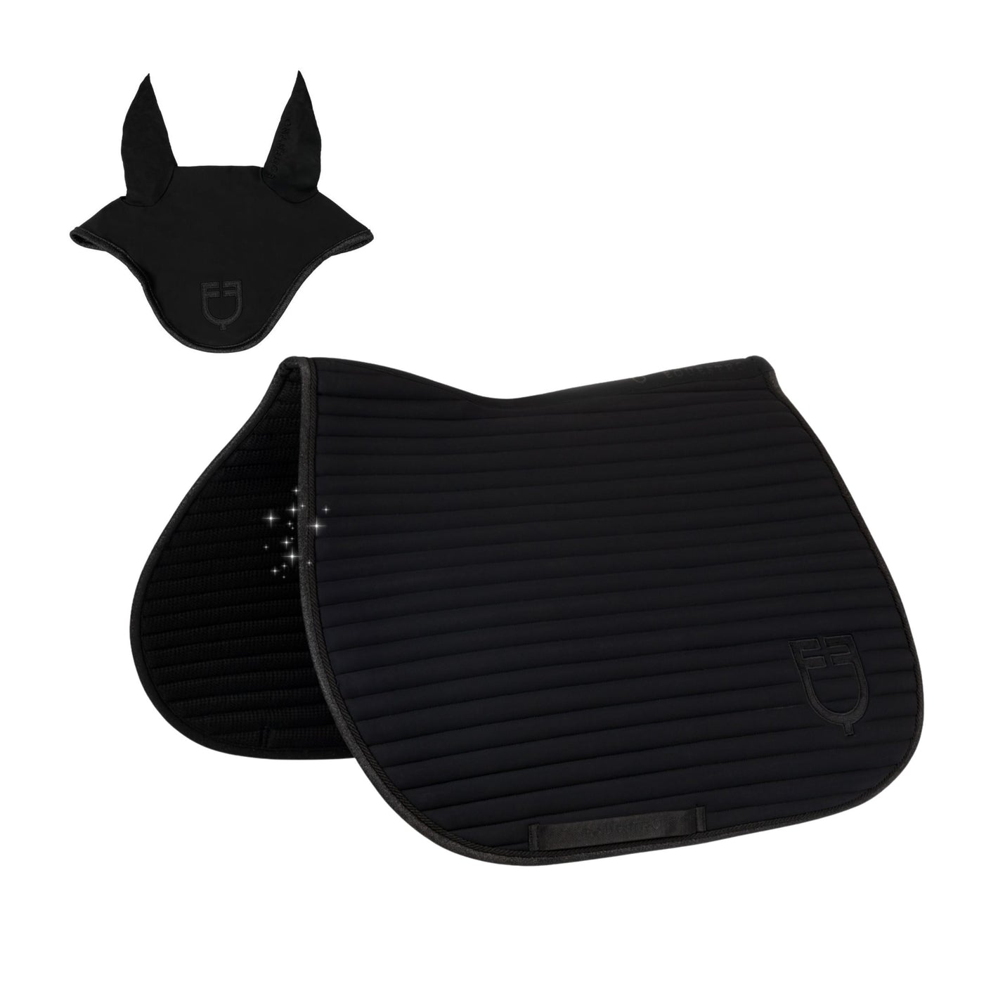 Set sottosella e cuffietta Equestro, nero glitter