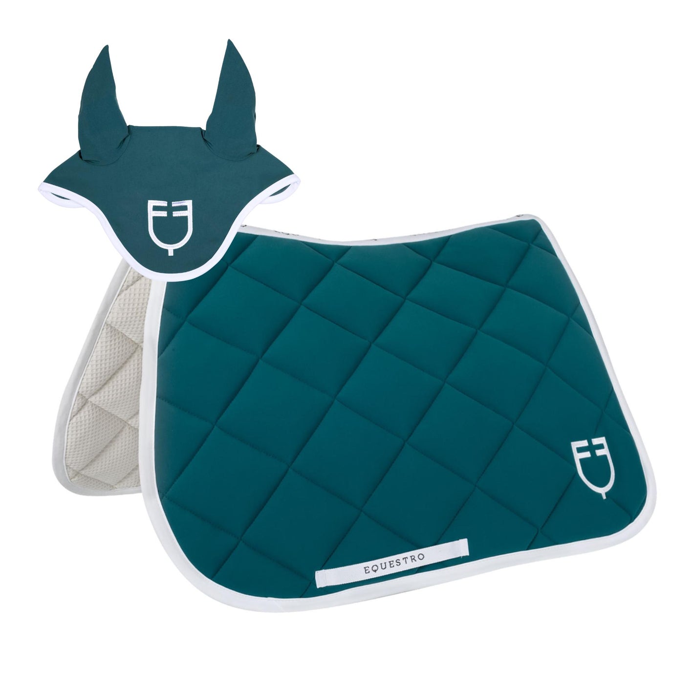 Set sottosella e cuffietta Equestro, blu petrolio